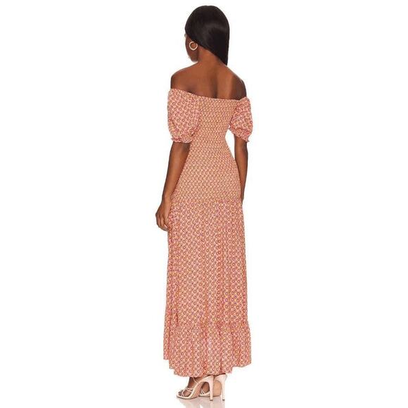 L*Space Womens Summatime Check Off The Shoulder Simone Maxi Dress Size M NWT - Picture 3 of 12